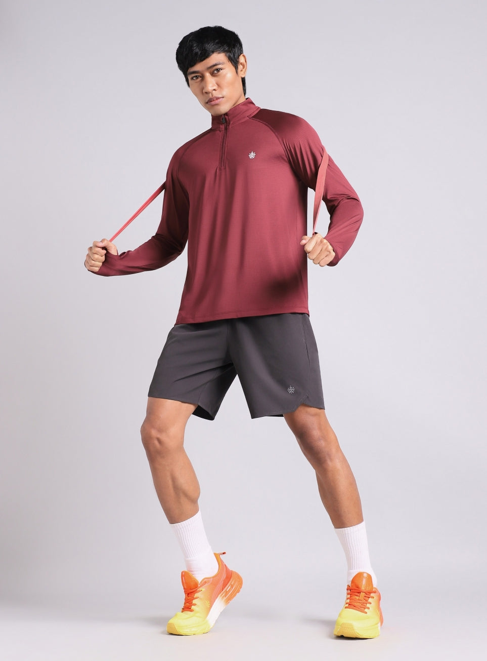 Men's Maroon HIIT Training Form Full Sleeve T-shirt