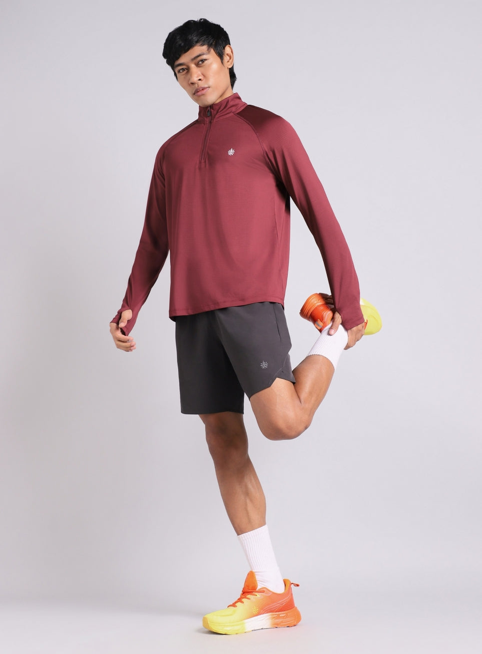 Men's Maroon HIIT Training Form Full Sleeve T-shirt