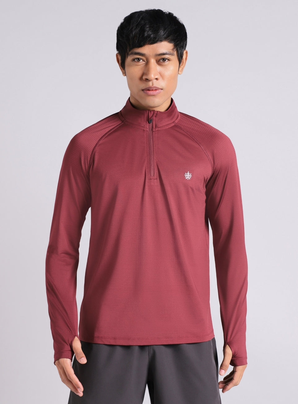 Men's Maroon HIIT Training Form Full Sleeve T-shirt