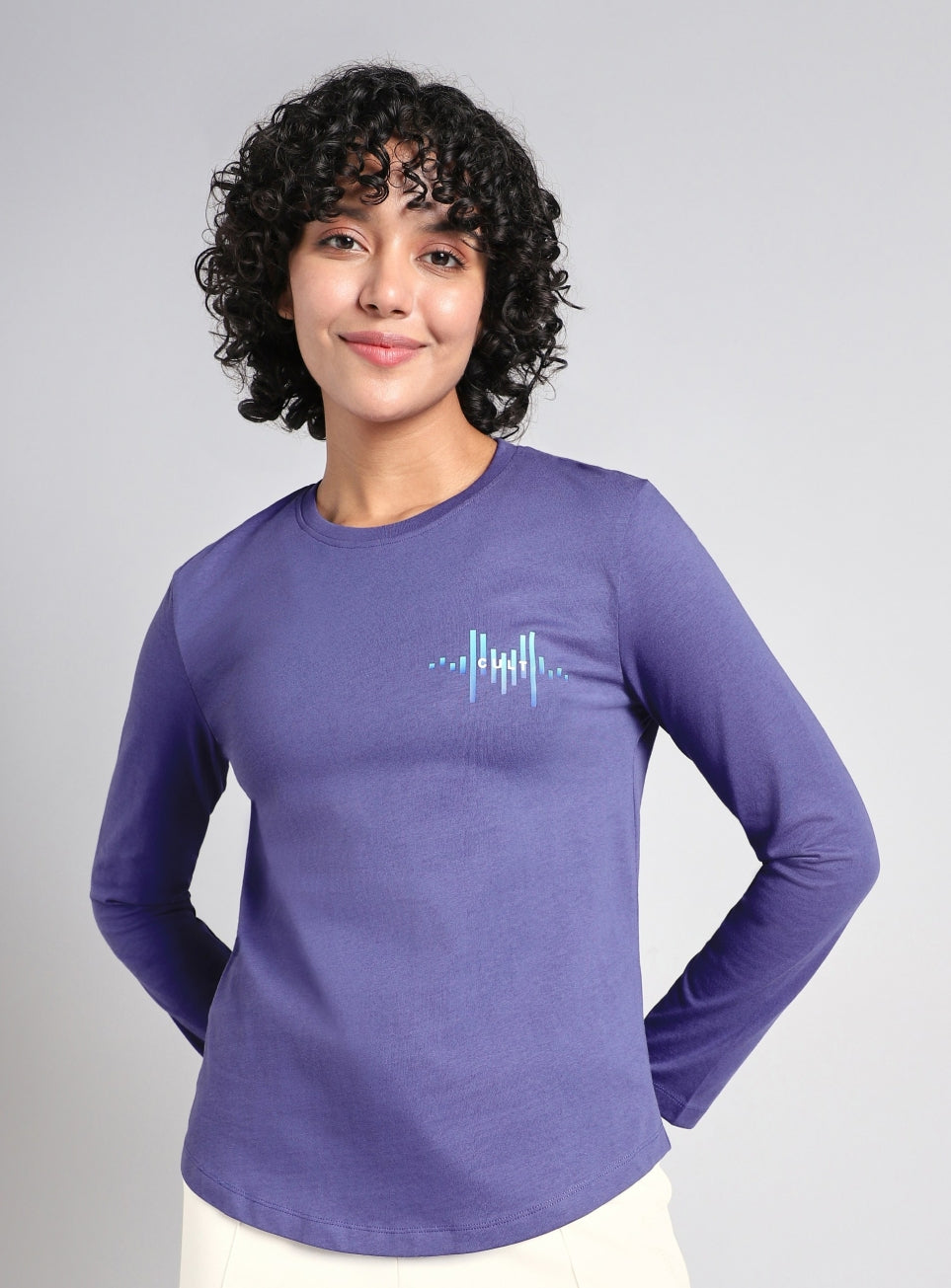 Women's Blue Rhythm and Move Print Fullsleeve T-shirt