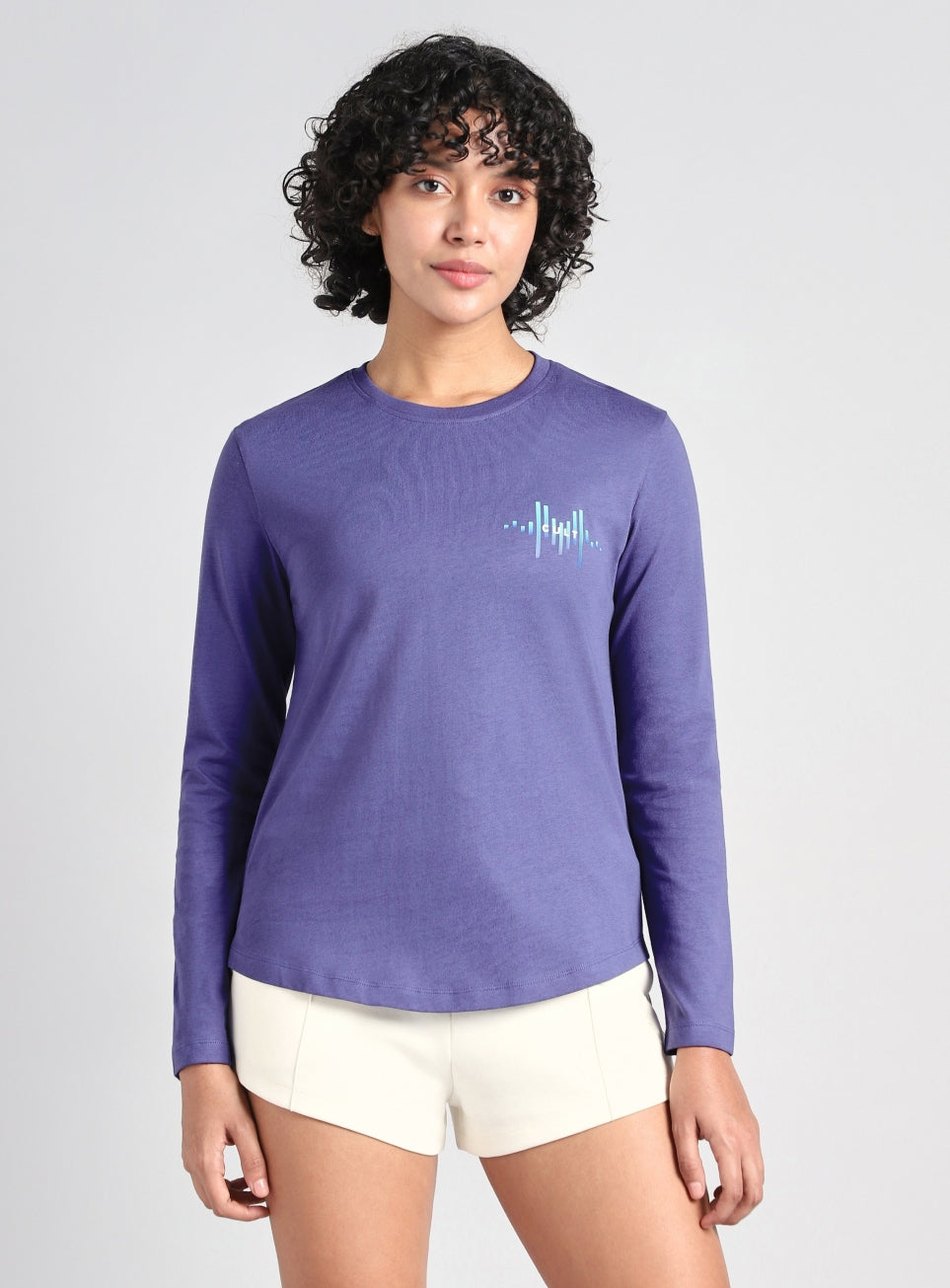 Women's Blue Rhythm and Move Print Fullsleeve T-shirt
