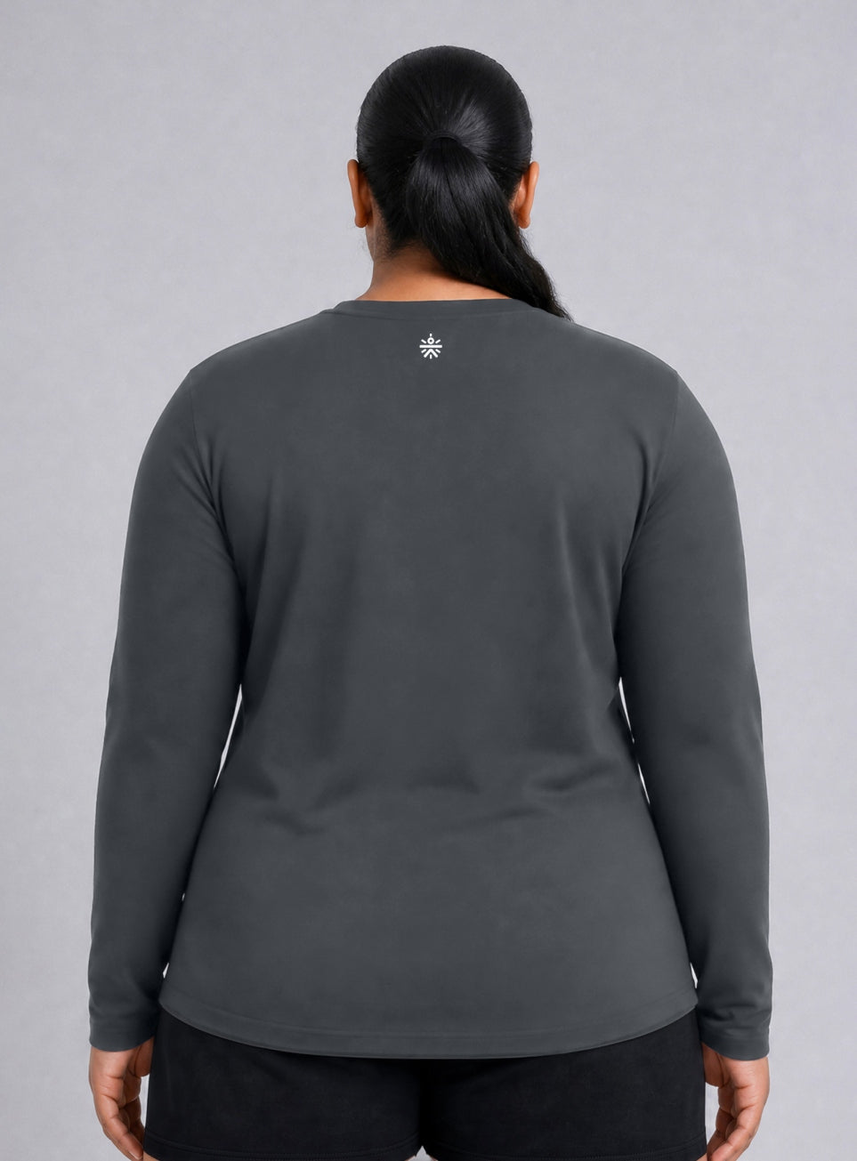 Women's Grey Fullsleeve Printed Plus Size T-shirt