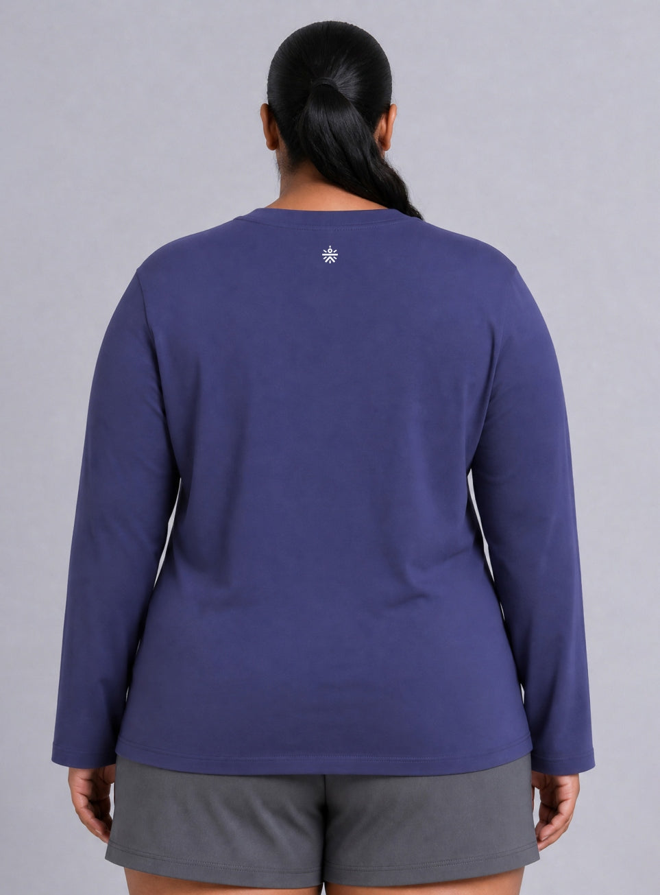 Women's Blue Fullsleeve Printed Plus Size T-shirt