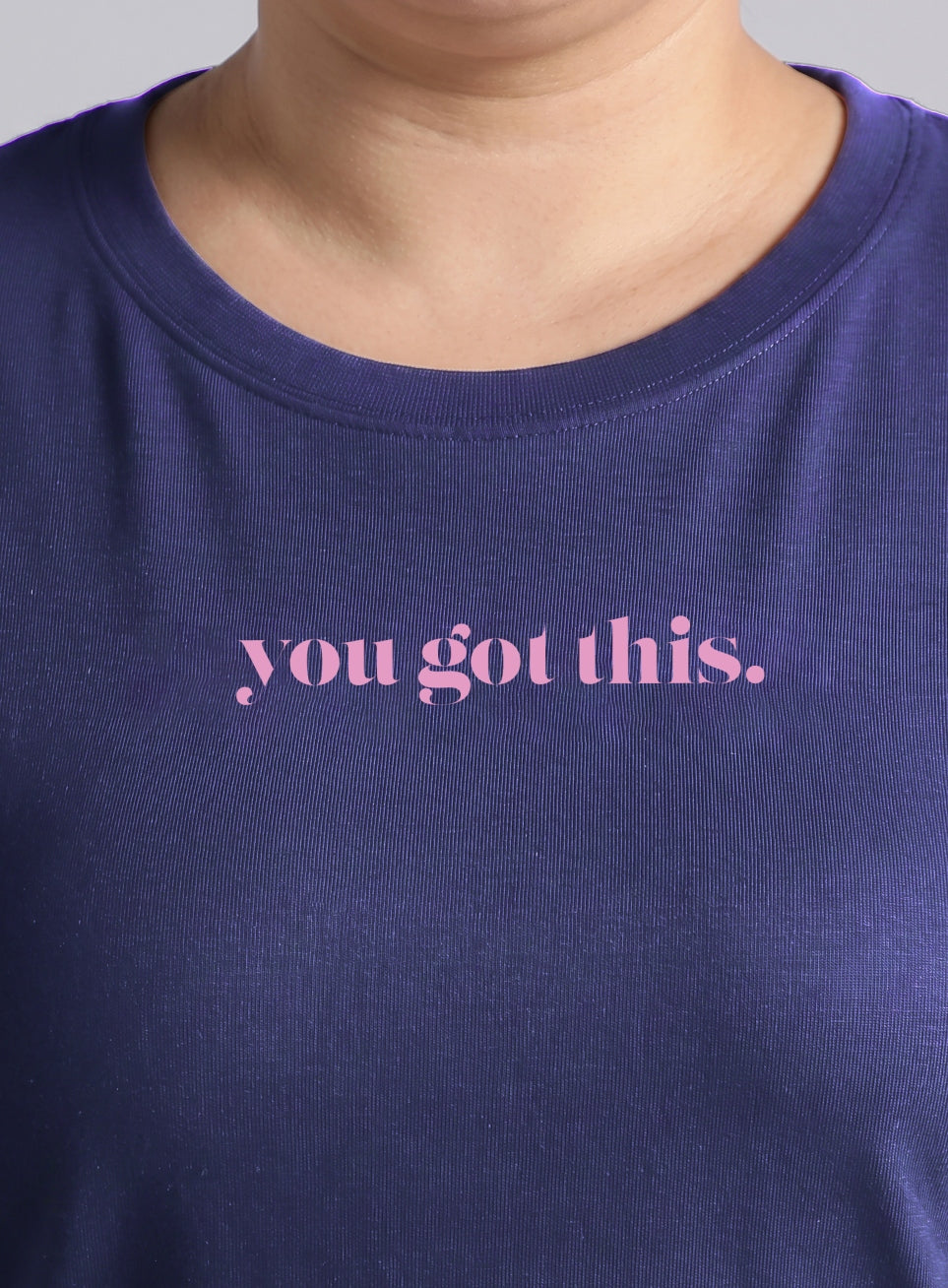 Women's Blue Fullsleeve Printed Plus Size T-shirt