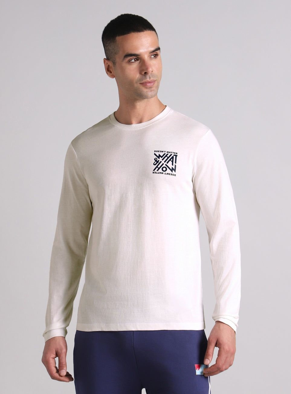 Men's White Cult Graphic Full Sleeve T-shirt