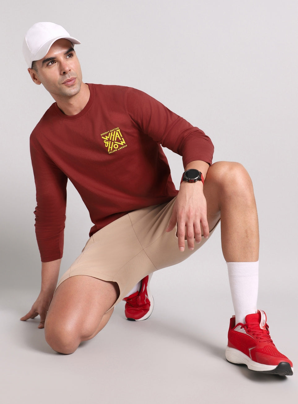 Men's Maroon Cult Graphic Full Sleeve T-shirt