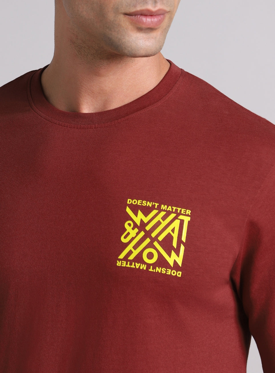 Men's Maroon Cult Graphic Full Sleeve T-shirt