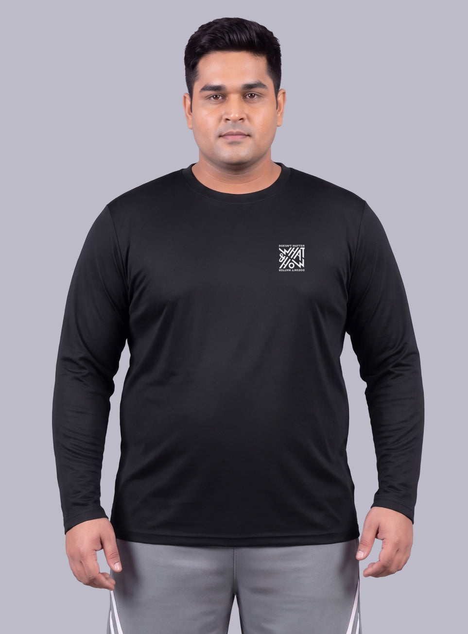 Men's Black Cult Graphic Full Sleeve Plus Size T-shirt