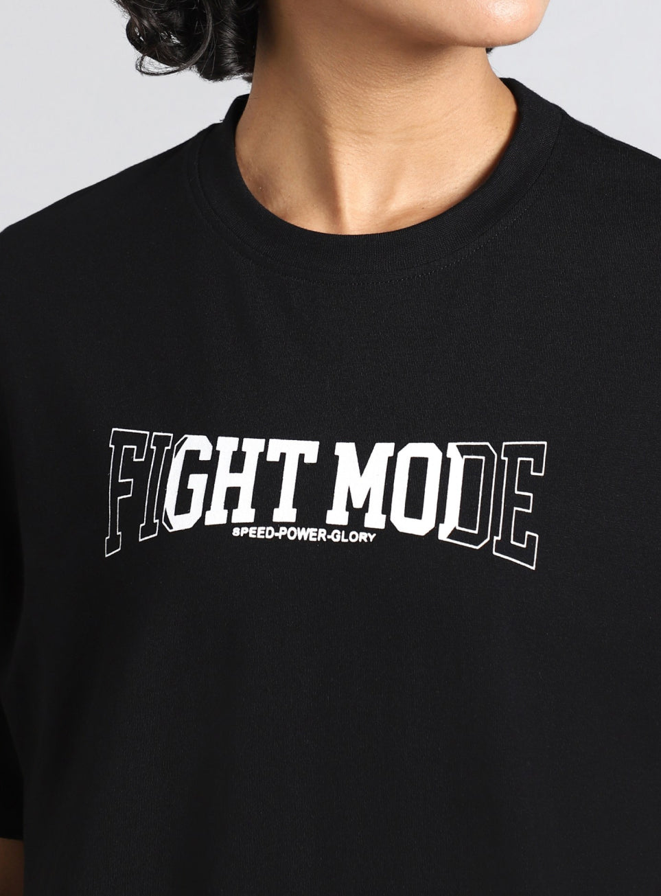 Women's Black Fight Mode Combat Training Oversized T-shirt