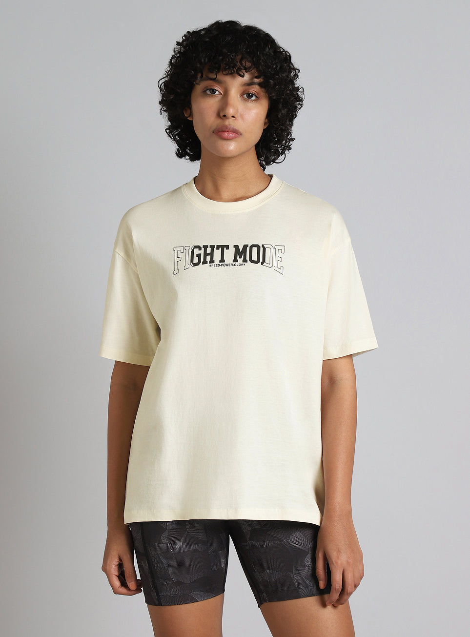 Women's White Fight Mode Combat Training Oversized T-shirt