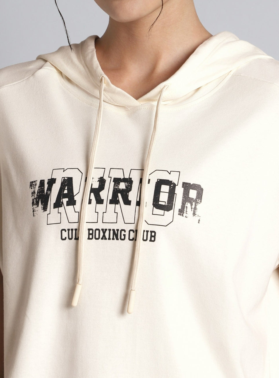 Women's White Combat Training Hoodie Boxy Fit T-shirt