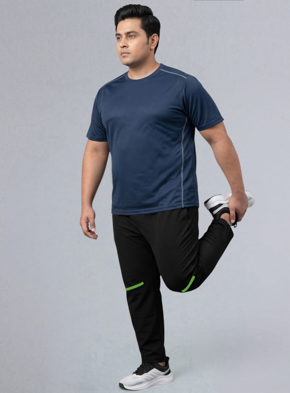 Men's Black High Impact Plus Size Running Trackpants