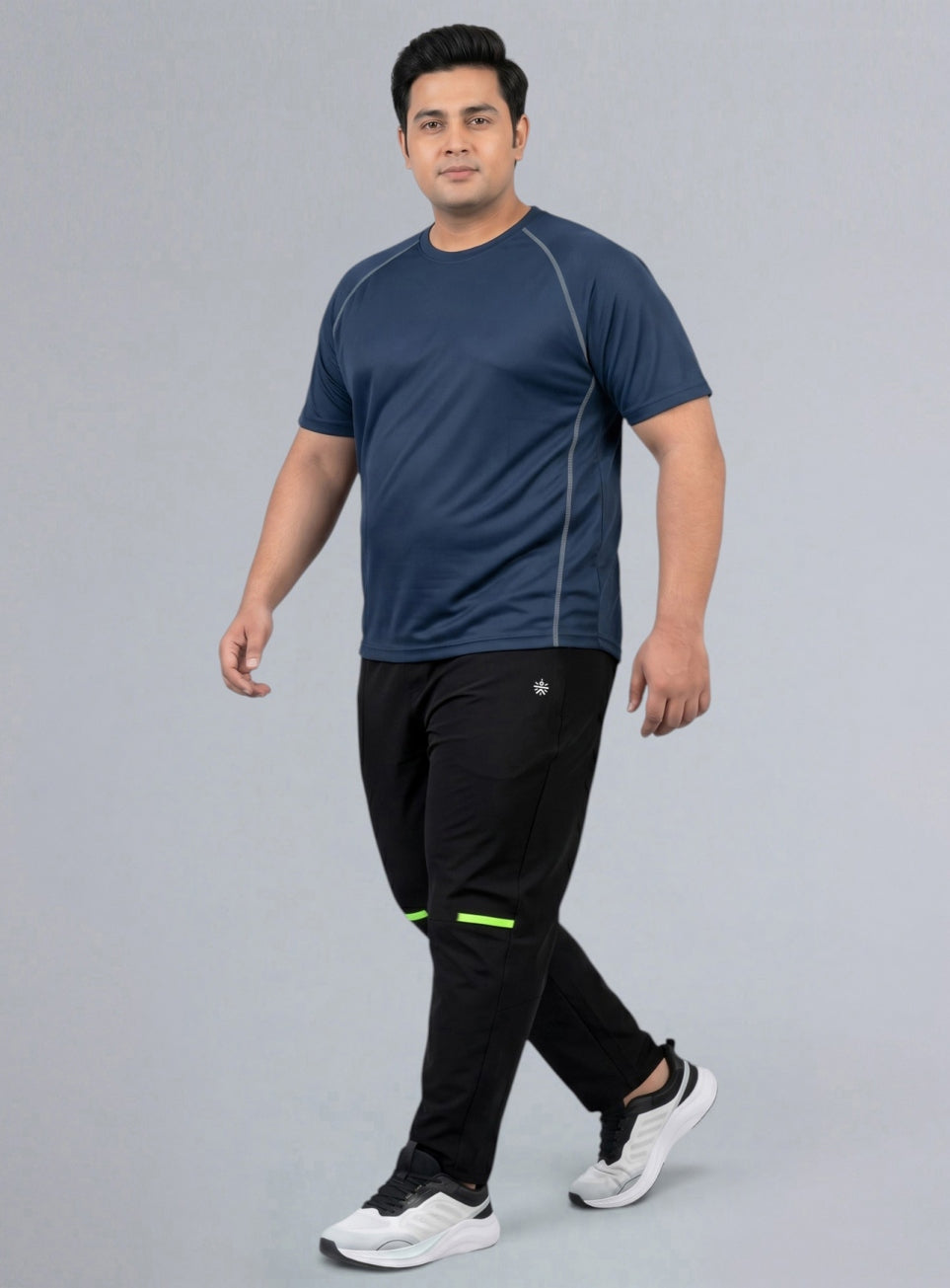 Men's Black High Impact Plus Size Running Trackpants