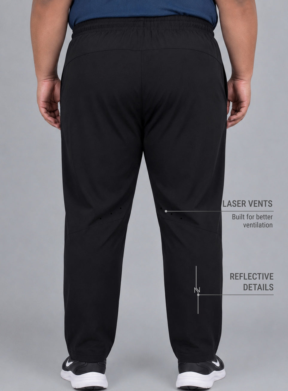 Men's Black High Impact Plus Size Running Trackpants