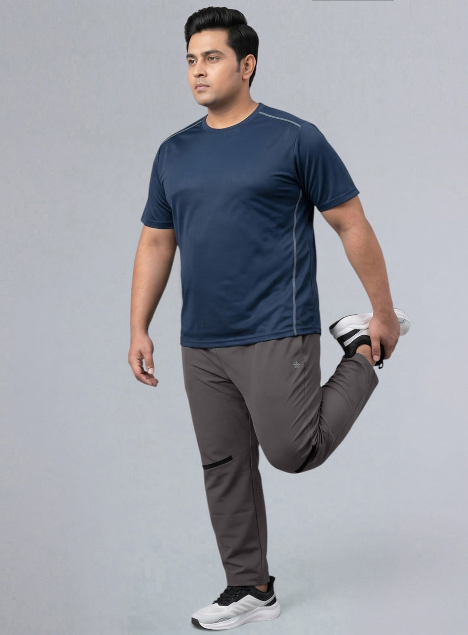Men's Grey High Impact Plus Size Running Trackpants