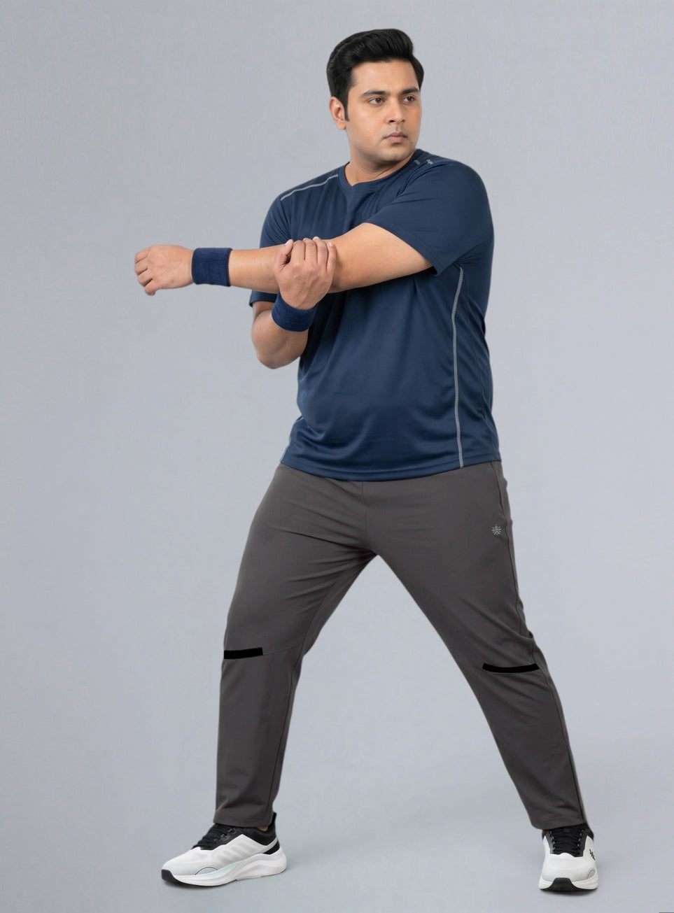 Men's Grey High Impact Plus Size Running Trackpants