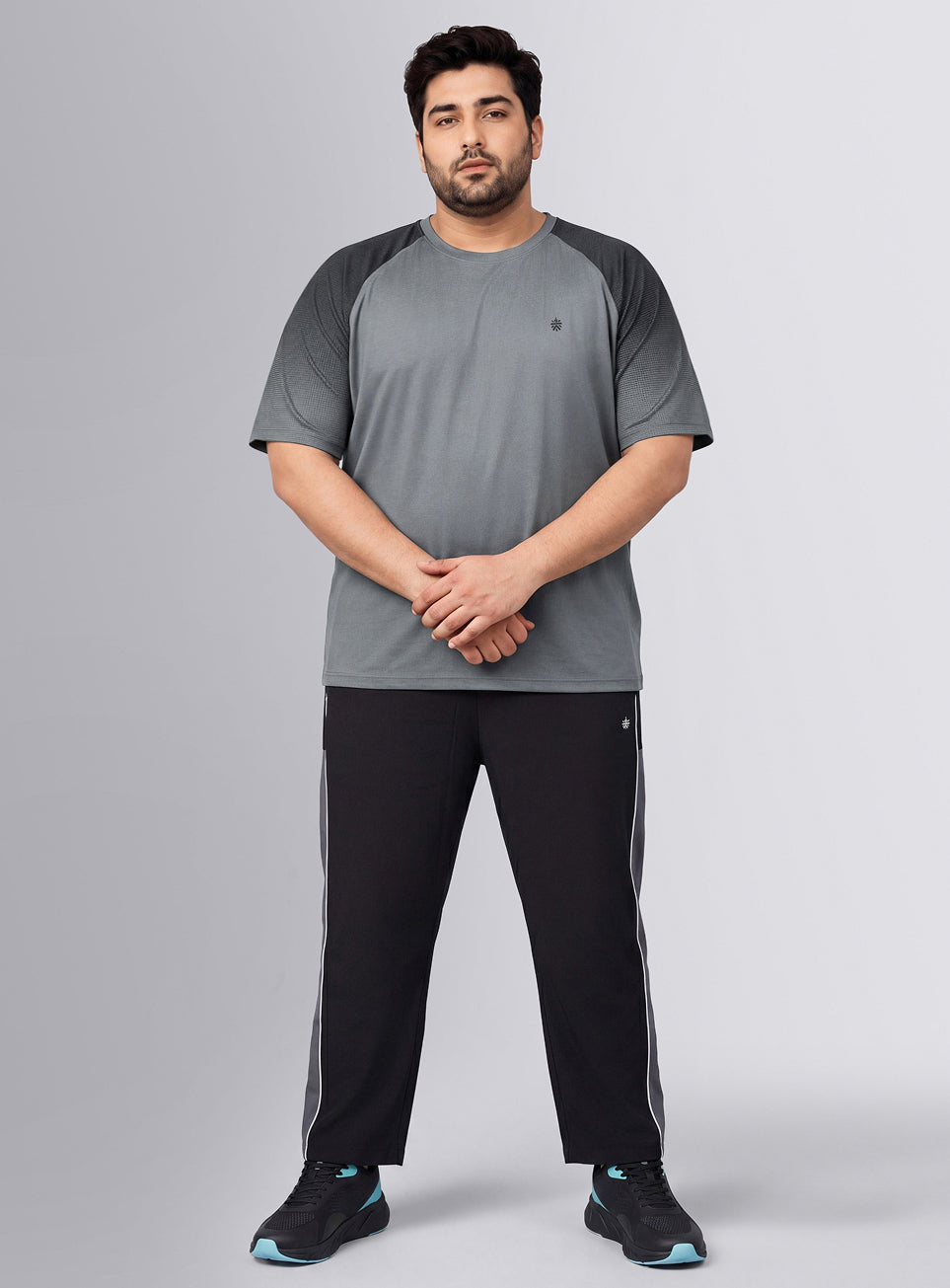 Men's Grey Power Pop Training Plus Size T-Shirt