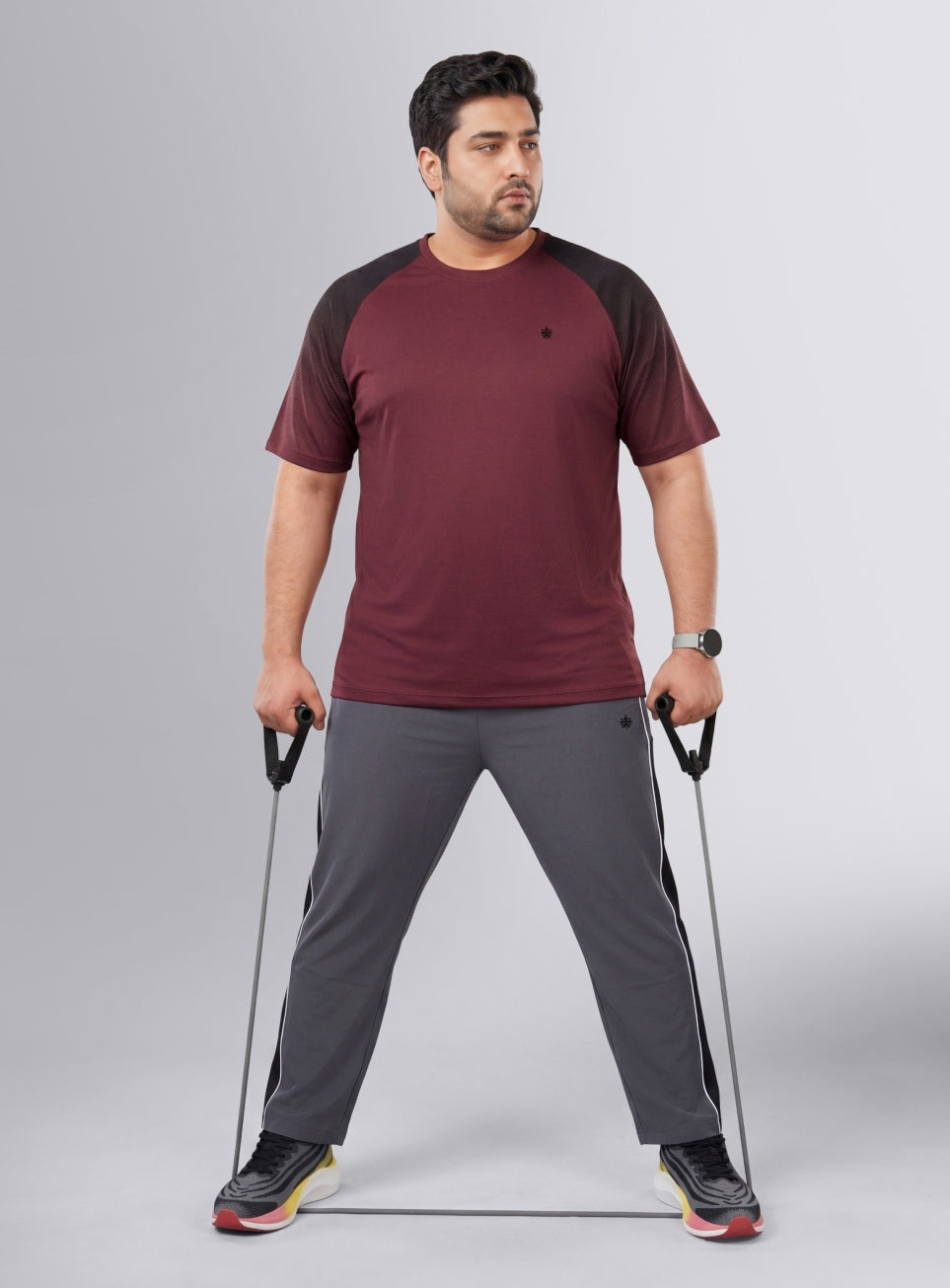 Men's Maroon Power Pop Training Plus Size T-shirt