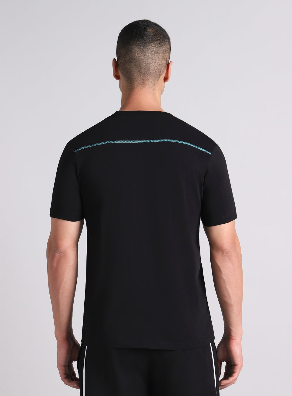 Men's Black V-Man Miniature Print T-shirt