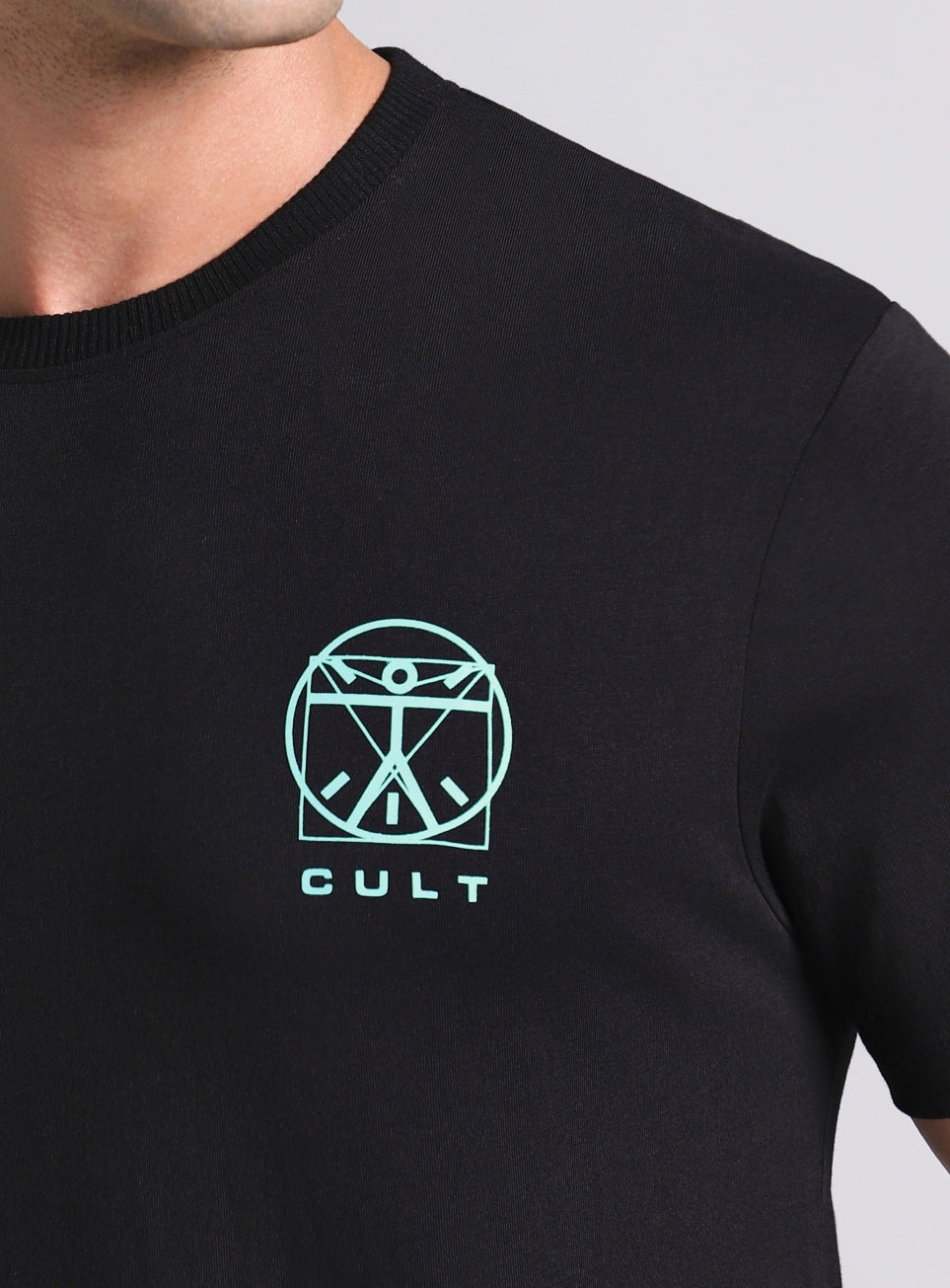 Men's Black V-Man Miniature Print T-shirt