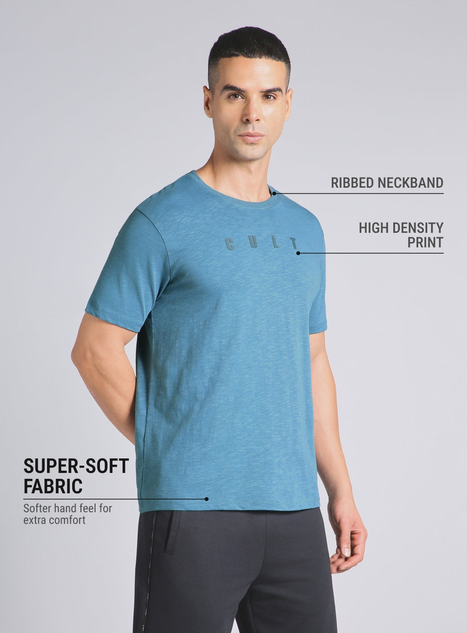 Men's Teal Cult Printed All-Day Play T-shirt