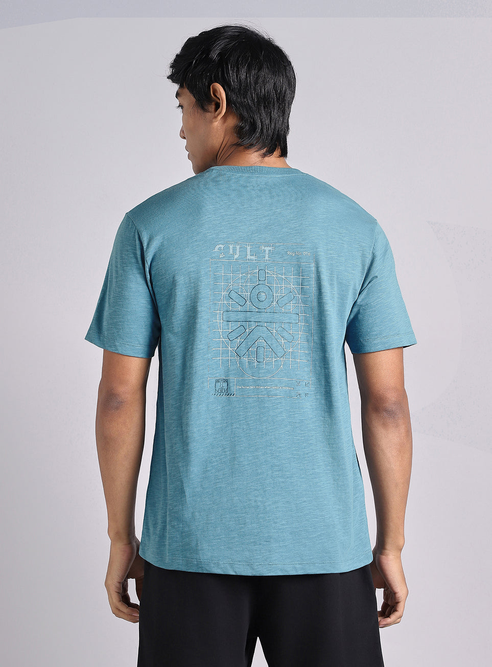Men's Teal Logo Mania Back Print Tshirt