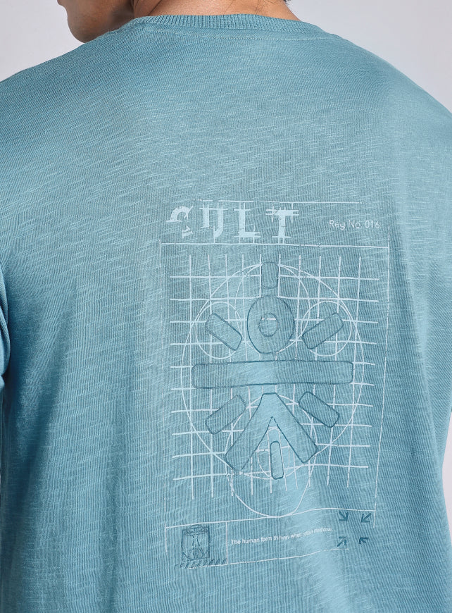 Men's Teal Logo Mania Back Print Tshirt