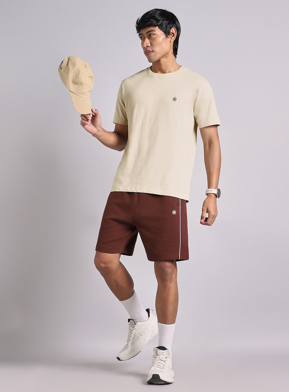 Men's Beige Logo Mania Back Print Tshirt