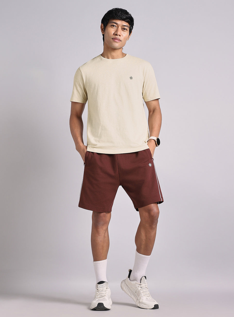 Men's Beige Logo Mania Back Print Tshirt