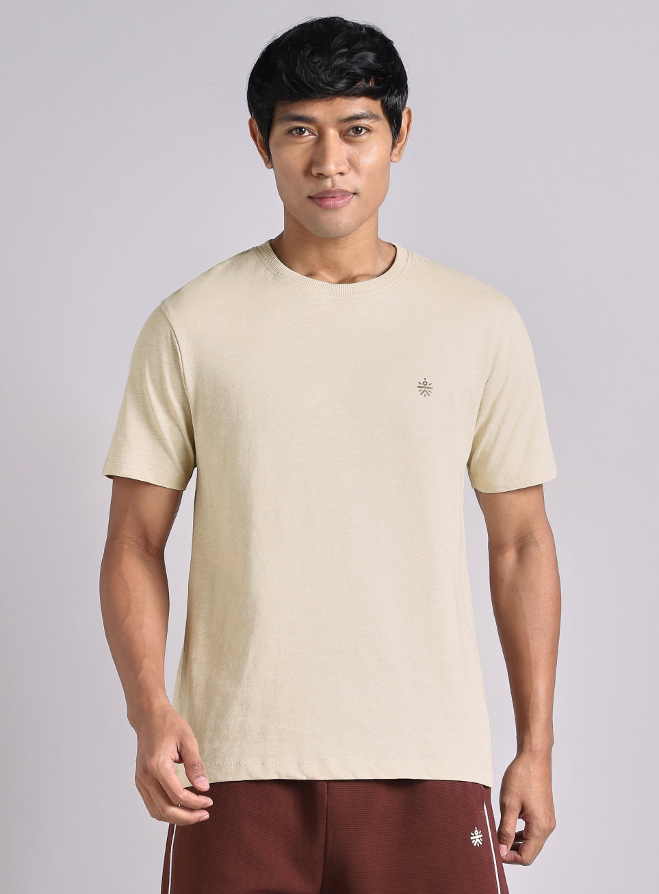 Men's Beige Logo Mania Back Print Tshirt