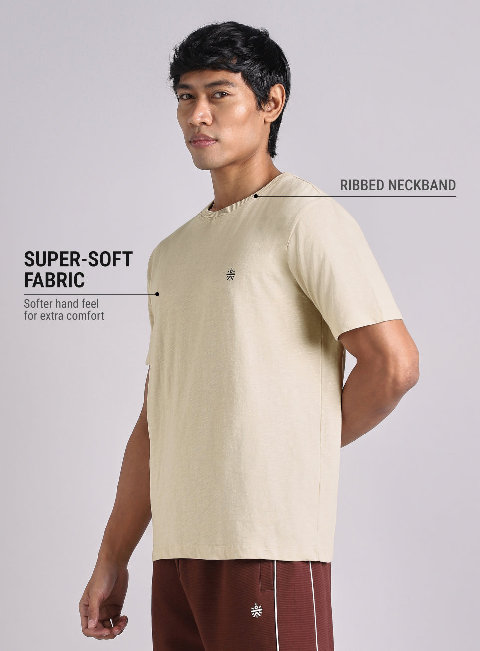 Men's Beige Logo Mania Back Print Tshirt