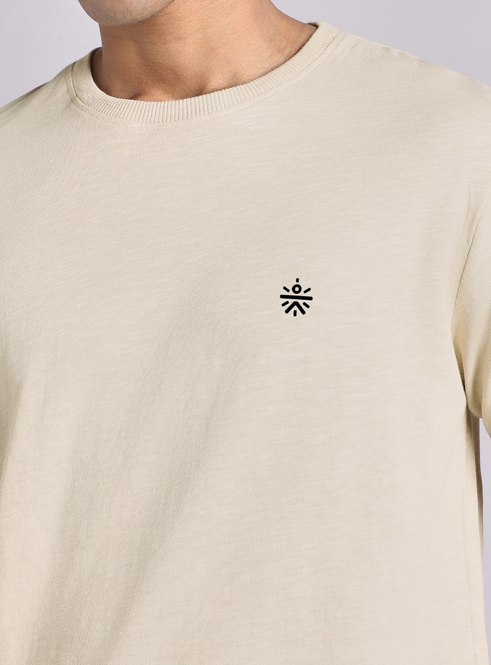 Men's Beige Logo Mania Back Print Tshirt