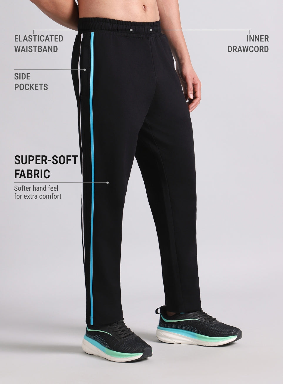 Men's Black Contrast playday Trackpant