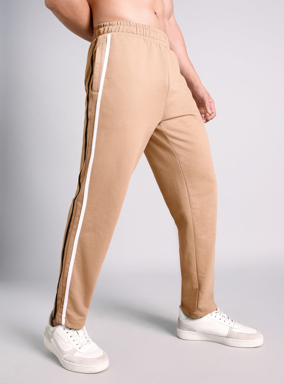 Men's Beige Contrast Playday Trackpants