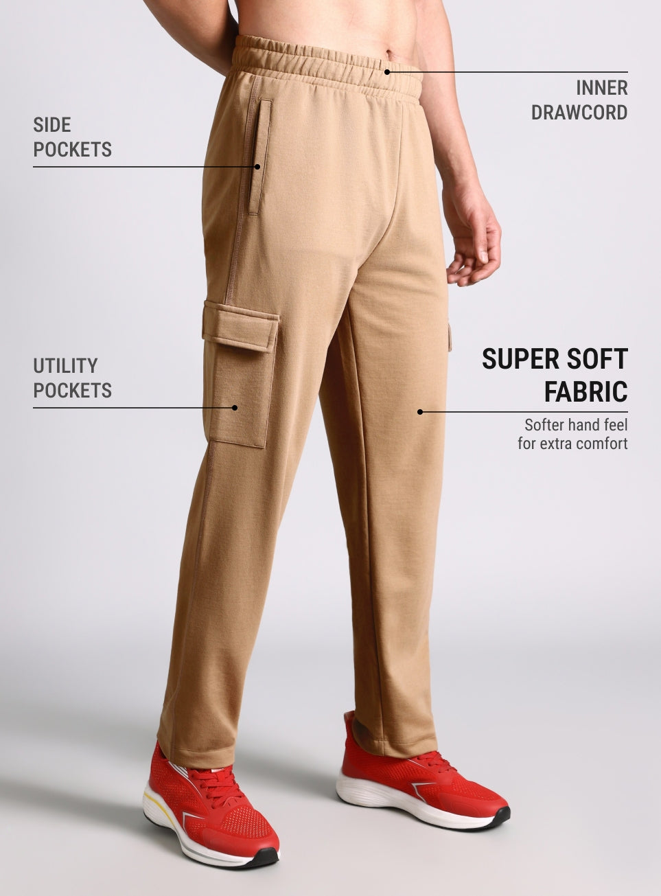 Men's Khaki Play In-Out Trackpants