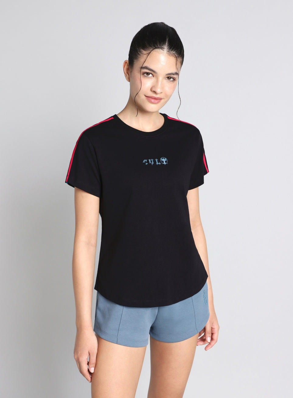 Women's Black Sporty T-shirt