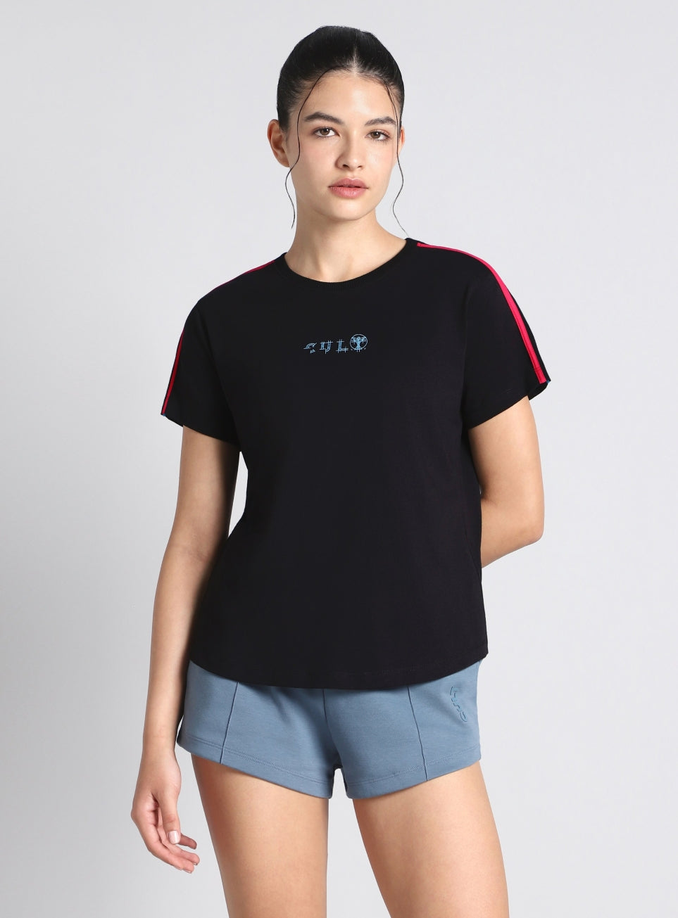 Women's Black Sporty T-shirt