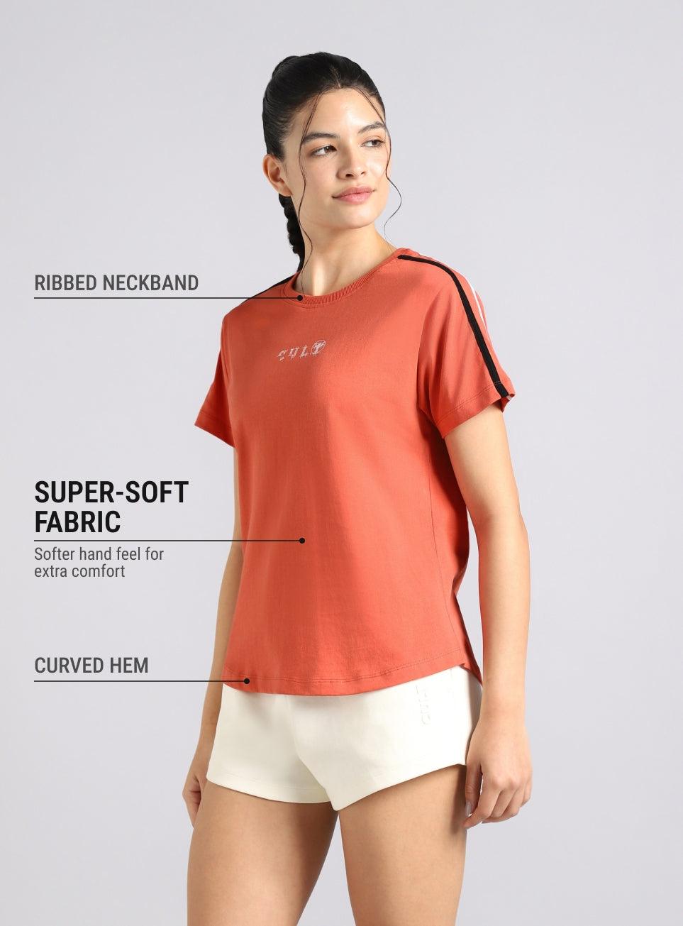 Women's Orange Sporty T-shirt