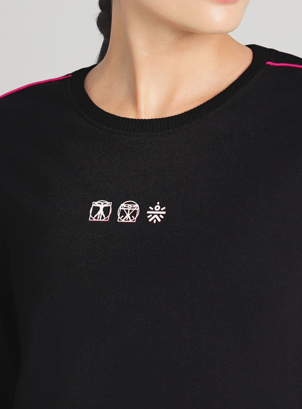 Women's Black Logo Mania Full Sleeve T-shirt