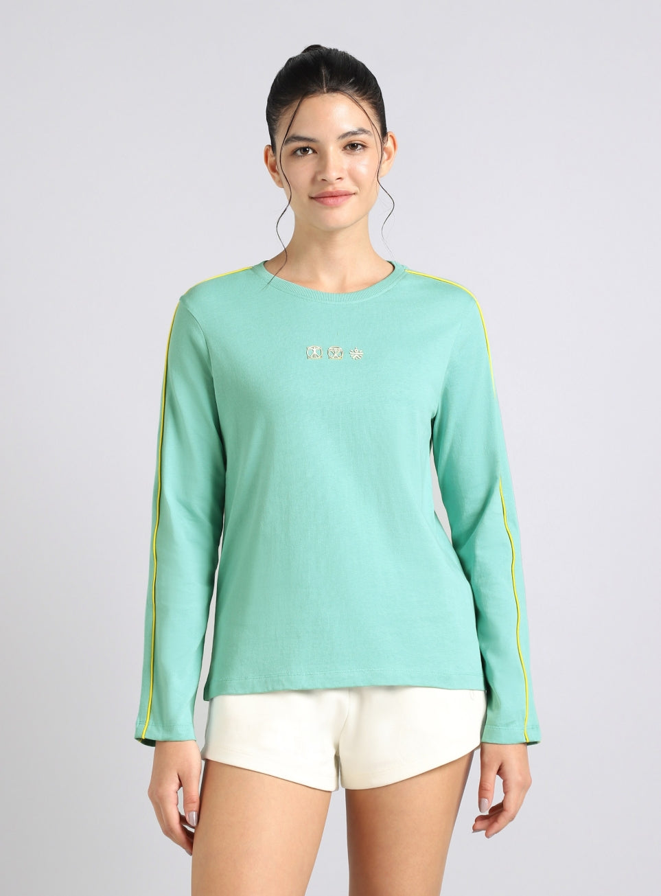 Women's Green Logo Mania Full Sleeve T-shirt