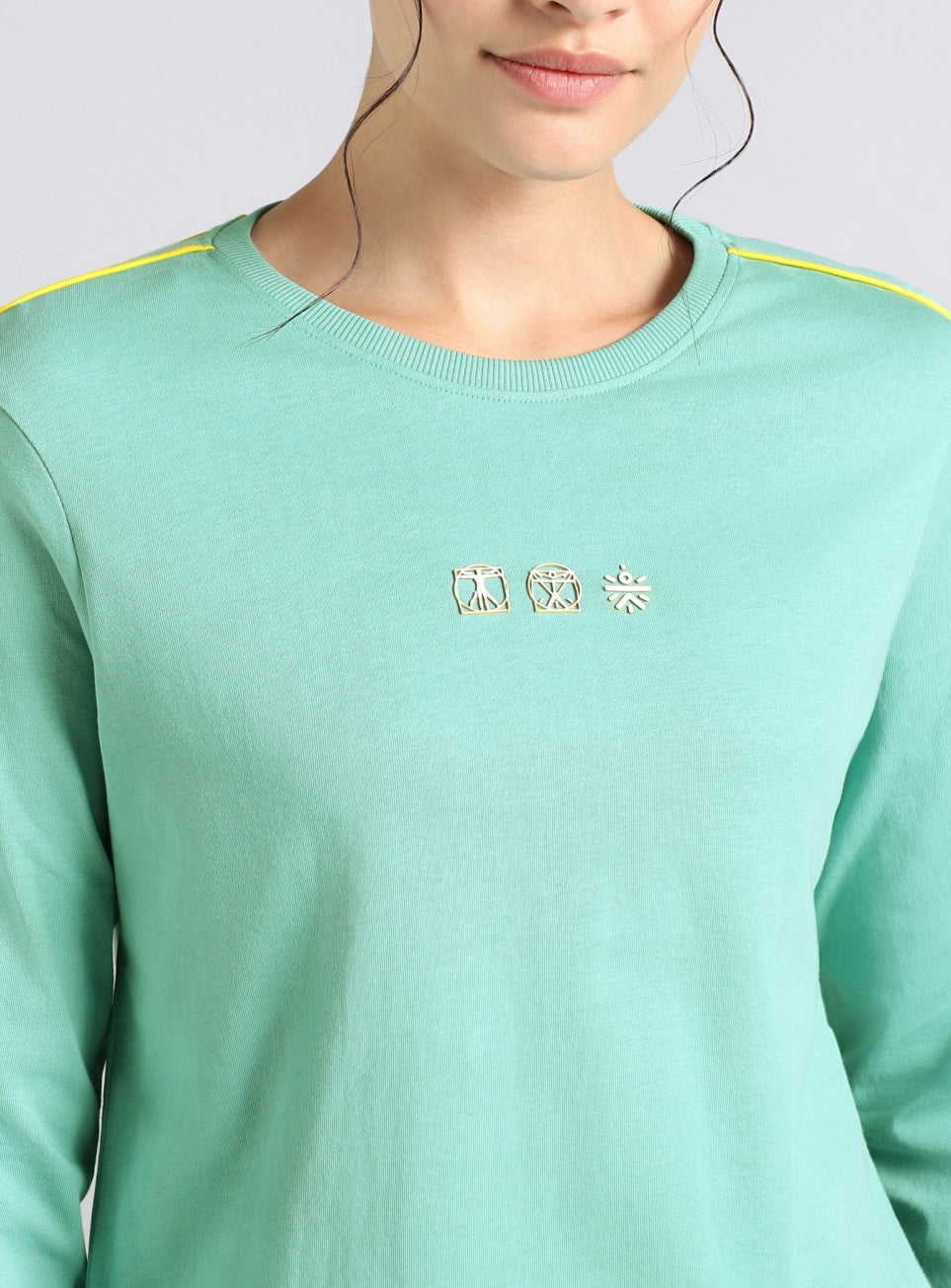 Women's Green Logo Mania Full Sleeve T-shirt