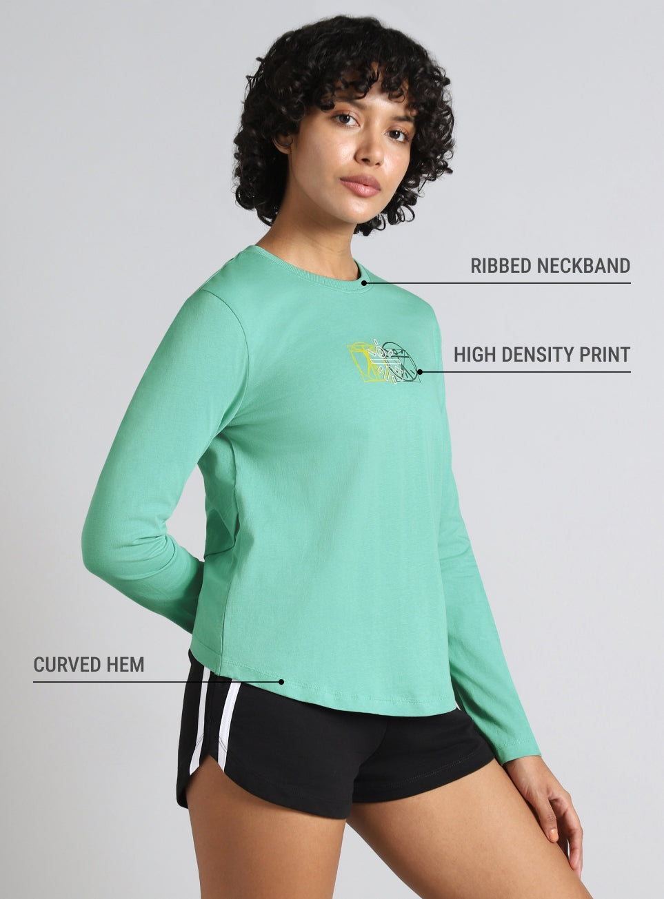 Women's Green Cult Logomanaia Full Sleeve T-shirt