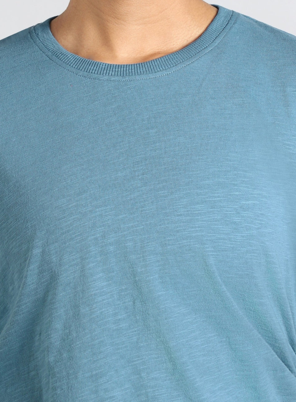 Women's Blue Side Ruching Flow T-shirt