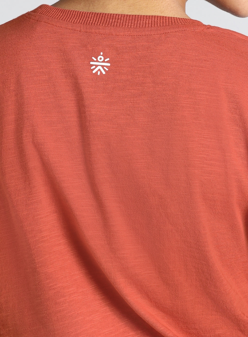 Women's Orange Side Ruching Flow T-shirt