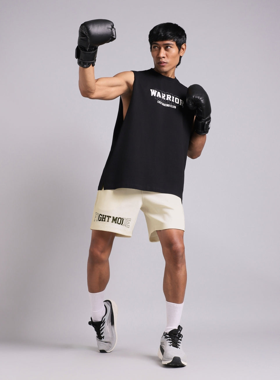 Men's White Fight Mode Boxing Shorts