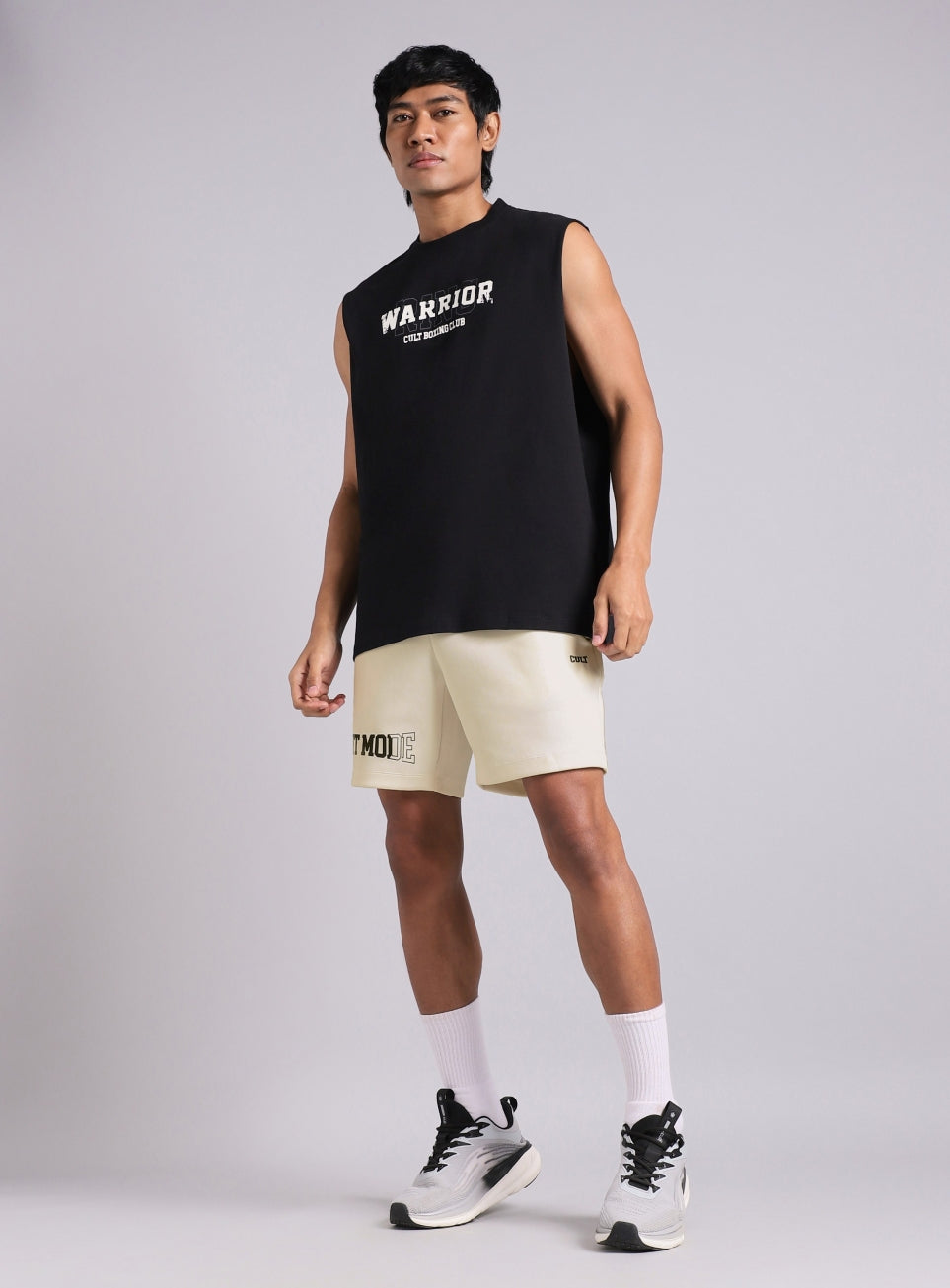 Men's White Fight Mode Boxing Shorts