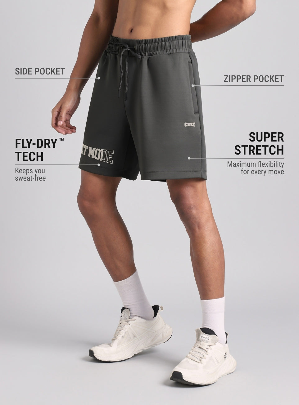 Men's Dark Grey Fight Mode Boxing Shorts