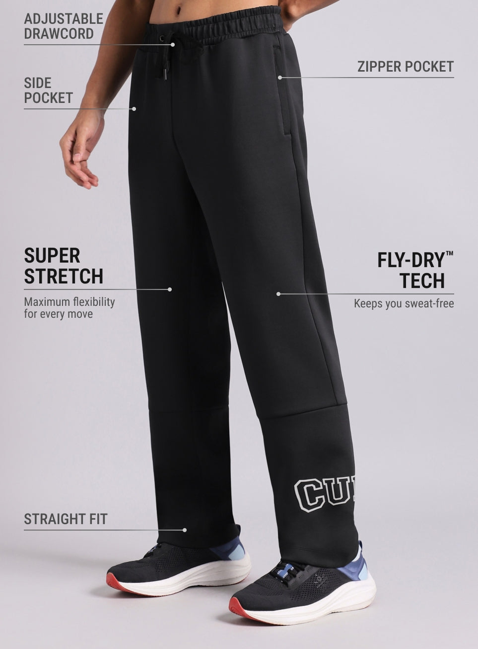 Men's Black Cult Fight Club Straight Fit Trackpants