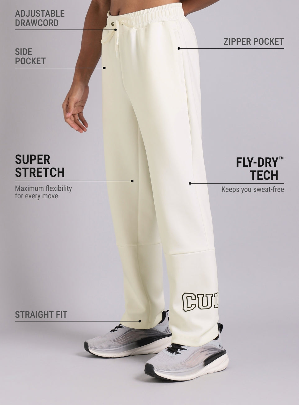 Men's White Cult Fight Club Straight Fit Trackpants
