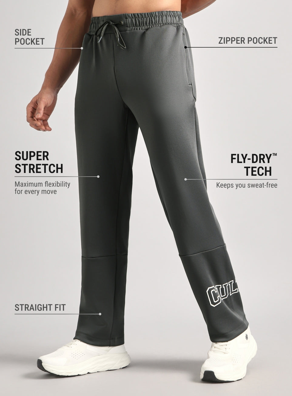Men's Dark Grey Cult Fight Club Straight Fit Trackpants